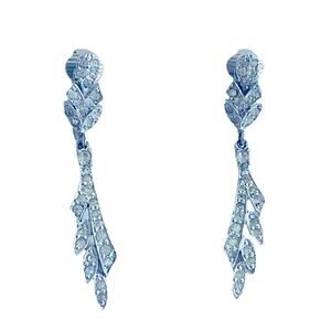 Earrings Vtg POLCINI Rhinestone Dangle Ledo Clip-on Bride Wedding Special Occasi